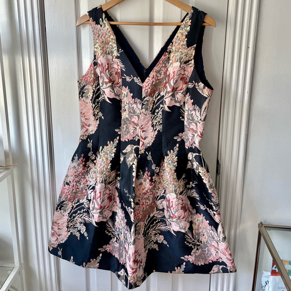 Vince Camuto Women's Floral Jacquard Fit & Flare Dress Black Size 14